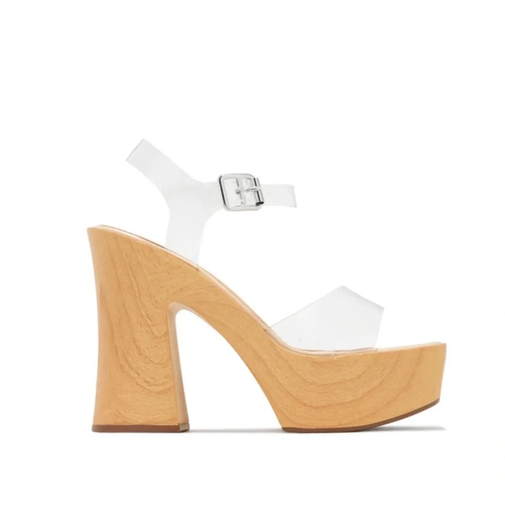 Natural Platform Block Heels - Picture 5 of 7